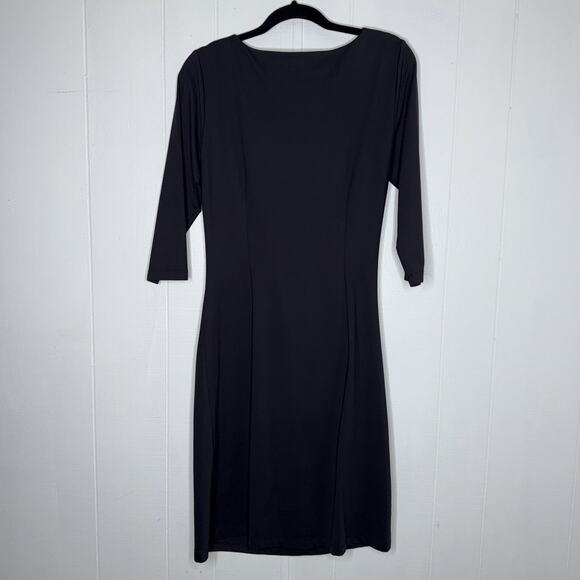 J. McLaughlin Women’s Naja Sage Sheath Dress Black Catalina Cloth Ruched Size M - Picture 2 of 5